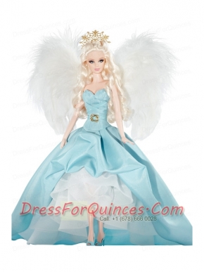 Elegant Party Dress with Blue Taffeta Made to Fit the Barbie Doll