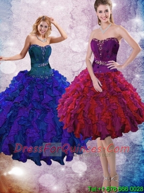 Perfect Multi Color Quinceanera Dresses with Ruffles and Beading for 2015