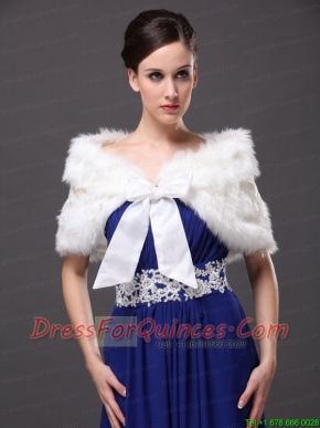 Bowknot V-Neck Faux Fur Formal Occasions Wraps / Shawls