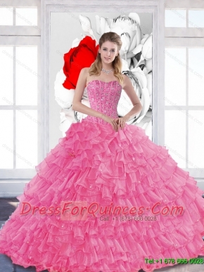 Sophisticated 2015 Quinceanera Dresses with Beading and Ruffled Layers