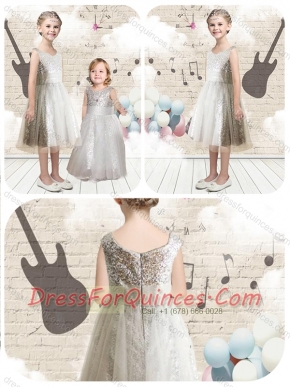 New Style Empire Scoop Sequins Flower Little Girl Dress