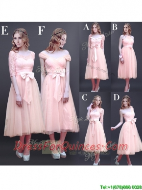 Gorgeous Off the Shoulder Cap Sleeves Prom Dresses with Bowknot
