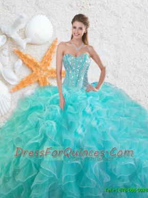 2016 Elegant Beading Sweetheart Quinceanera Dresses in Aqua Blue