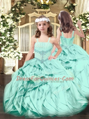 Sleeveless Beading and Ruffles Lace Up Child Pageant Dress