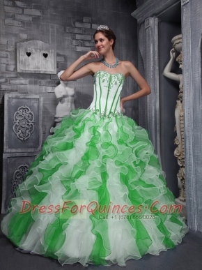 Multi-color A-line Sweet-16 Ball Gown Sweetheart Taffeta and Organza Appliques Beautiful Quinceanera Dress