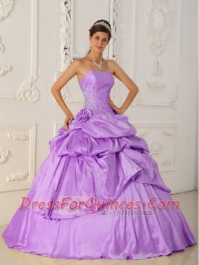 Lavender A-Line  Strapless 15th Birthday Dresses Taffeta Beading