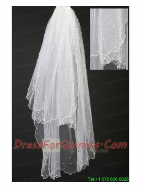 Organza Pearl Trim Edge Wedding / Bridal Veil