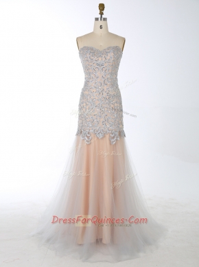 Luxurious Mermaid Champagne Sweetheart Neckline Beading Prom Dresses Sleeveless Zipper