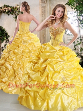 Gorgeous Ball Gown Quinceanera Gowns with Beading and Pick Ups for Spring