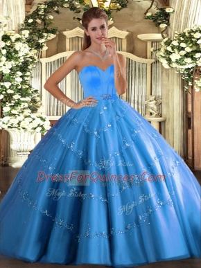 Hot Selling Sleeveless Beading and Appliques Lace Up Quinceanera Gowns