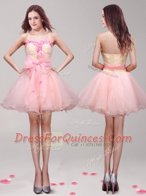 Comfortable Mini Length Pink Evening Dress Sweetheart Sleeveless Zipper