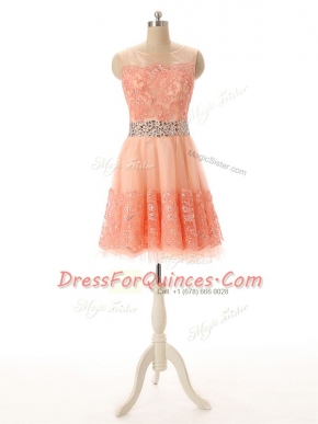 Fancy Sleeveless Beading and Lace and Appliques Zipper Prom Party Dress