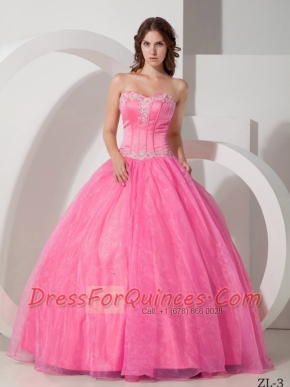 Beautiful Tulle Sweetheart Baby Pink Ball Gown Dress with Beading and Ruching
