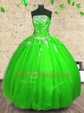 Hot Selling Floor Length Lace Up Sweet 16 Dresses for Military Ball and Sweet 16 and Quinceanera with Appliques
