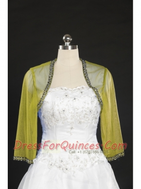 2015 Yellow Long Sleeves Wraps with Beading