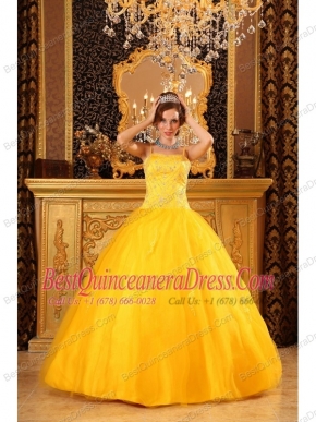 Cheap Ball Gown Spaghetti Straps Floor-length Beading Satin and Organza Orange Quinceanera Dress