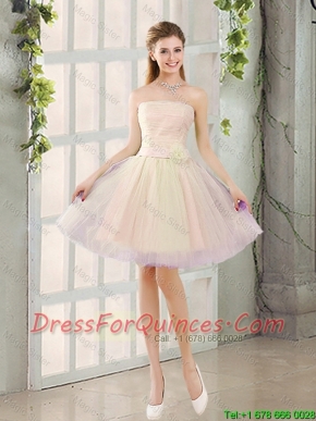 2016 Fall Sexy A Line Strapless Short Junior Dresses with Belt