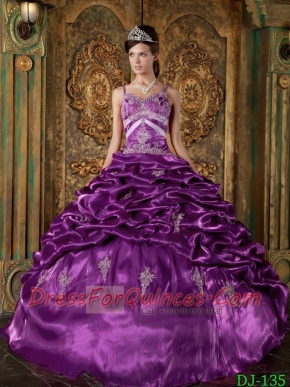 New Styles In Eggplant Purple Ball Gown Strap With Taffeta Beading Quinceanera Dress