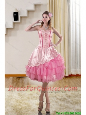 2015 Cute Sweetheart Prom Dresses with Embroidery and Ruffles