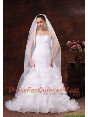 Classical White Organza Veil For Wedding