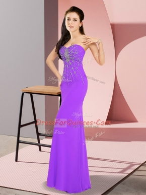 Hot Selling Lavender Zipper Sweetheart Beading Homecoming Dress Chiffon Sleeveless