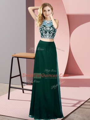Charming Chiffon Sleeveless Floor Length Prom Party Dress and Beading