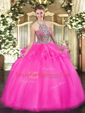 Enchanting Sleeveless Beading and Ruffles Lace Up Sweet 16 Dresses