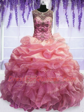 Classical Scoop Sleeveless Beading and Pick Ups Lace Up Sweet 16 Quinceanera Dress