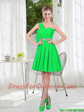 2016 Fall Short One Shoulder Beading Junior Dress with
