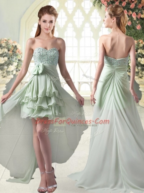 Amazing Sweetheart Sleeveless Chiffon Homecoming Dress Beading and Ruffled Layers Zipper