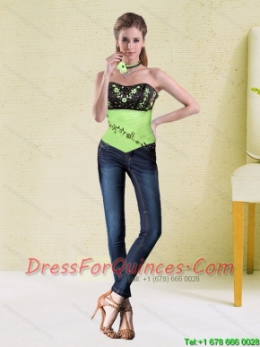 Embroidery and Flowers Sweetheart Corset in Spring Green