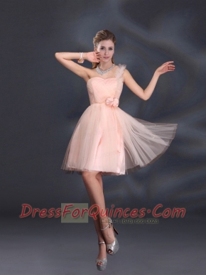 One Shoulder A Line Tulle Dama Dresses with Hand Made Flowers