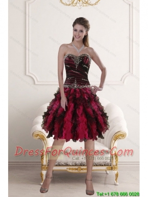 Sweetheart Multi Color Dama Dresses with Ruffles and Beading