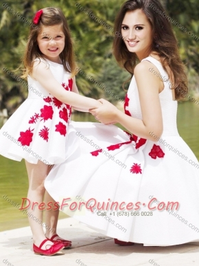 2016 Classical Embroidered Prom Dress with Knee Length and Hot Sale Scoop Little Girl Dress in White