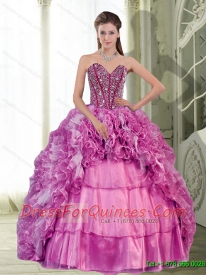2015 Exquisite Sweetheart Beading and Ruffles Dress for 15th Birthday