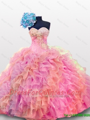 2015 Perfect Sweetheart Quinceanera Dresses with Sequins and Ruffles