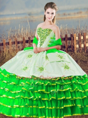 Eye-catching Floor Length Ball Gowns Sleeveless Green Sweet 16 Dresses Lace Up