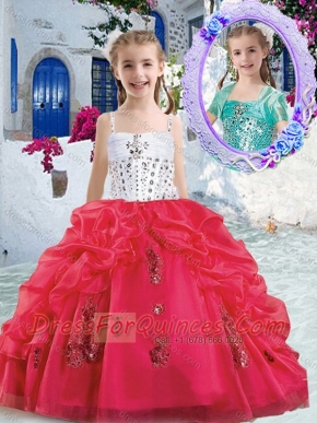 Pretty Spaghetti Straps Little Girl Pageant Dresses with Beading and Bubles