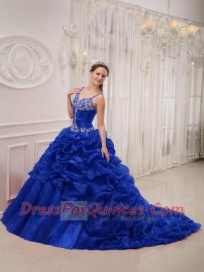 Spring Quinceanera Dresses Ball Gown Royal Blue Taffeta and Tulle Spaghetti Straps