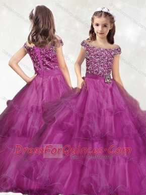 Modest Off the Shoulder Mini Quinceanera Dress with Beading and Ruffled Layers
