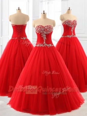 Perfect A Line Beading Tulle Quinceanera Dresses for 2016