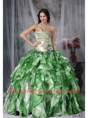 Colorful Ball Gown Sweetheart With Beading and Ruffles Quinceanea Dress In New Styles