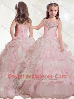 Delicate Beaded and Ruffled Layers Mini Quinceanera Little Girl Pageant Dress with Straps