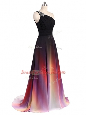 Multi-color Prom Dress Chiffon Brush Train Sleeveless Beading