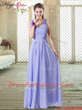 2016 Romantic Empire Straps Dama Dresses in Lavender