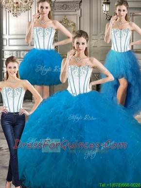 New Style Big Puffy Detachable Quinceanera Dresses with Beading and Ruffles