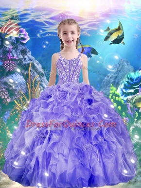 Glorious Organza Sleeveless Floor Length Girls Pageant Dresses and Beading and Ruffles
