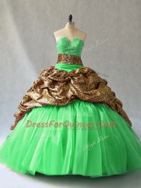 Organza V-neck Sleeveless Lace Up Beading and Pick Ups Vestidos de Quinceanera in