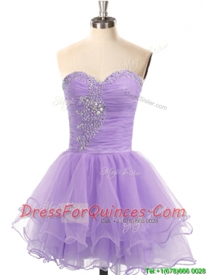 Hot Sale Organza Lace Up Beaded Prom Dress in Lavender