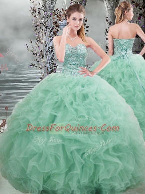 Sleeveless Beading and Ruffles Lace Up Quinceanera Dresses